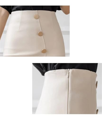 Women Korean Fashion High Waist Hip Skirt Versatile Office Mid-Length Buttoned Skirt3