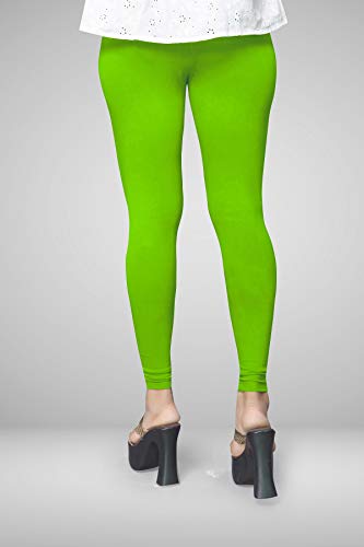 Image of Women's Cotton Skinny Leggings with Ankle Length Solid Pattern Mid Rise and Elastic Closure | Cotton Skinny Leggings for Womens