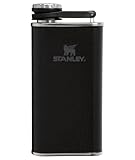 Stanley Classic Easy Fill Wide Mouth Flask 8 oz | Leakproof Hip Flask | Hinge Connected Never Lose Cap | Insulated Stainless Steel Liquor Container | BPA-Free | Hammertone Black