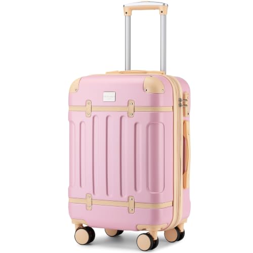 Image of LARVENDER Carry On Luggage 22x14x9 Airline Approved with Spinner Wheels, Expandable 20 Inch Luggage with TSA Lock, Hardsidel PC+ABS Carry On Suitcases for Women Men, Pink Blush