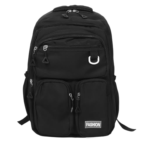 Mochila negra de tela oxford perfecta para viajes urbanos y uso diario