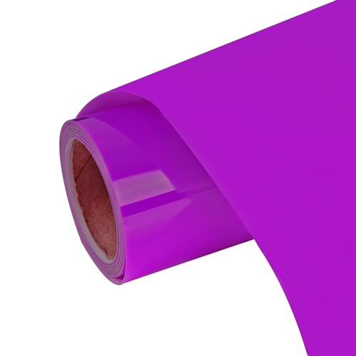 Image of FUNKAKA Heat Transfer Vinyl Neon Purple HTV Rolls, 12 inch x 9ft Iron on Vinyl | PU Stretchy HTV Vinyl for All Cutter Machine for T-Shirts - Easy to Cut & Weed for Heat Transfer DIY Design