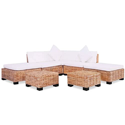 vidaXL Jeu de Canapés 18 pcs Salon de Jardin Mobilier de Patio Meubles de Terrasse Mobilier d'Extérieur Arrière-Cour Véranda Rotin Naturel