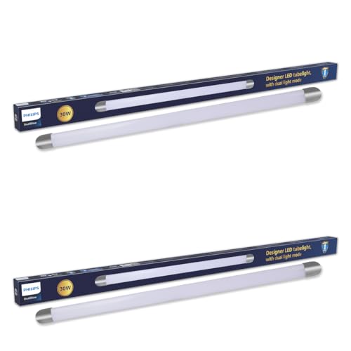 Image of Philips Dual Glow LED Batten Light 30W WW + CDL | 2-in-1 Switchable Warm White & Cool Day Light | Energy Efficient LED Tube Light | Slim Design for Home, Office & Commercial Use | Pack of 2