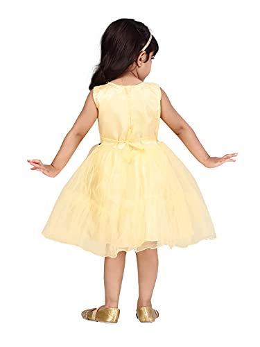 Image of MUHURATAM Girl's Net Fit and Flare Knee-Length Dress