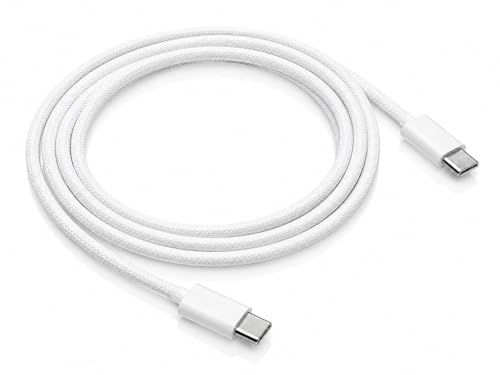 Image of Type C to Type C Cable 1.5m, White Braided USB C Cable, 50W Fast Charging PD Cable with Data Transfer, Reinforced Connector, Tangle-Free Charging Cable for Smartphones, Tablets & Type-C Devices