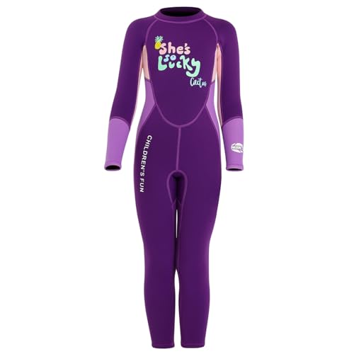 Little Big Girls 2.5mm Neoprene Long Wetsuit Thermal Full Body Swim Jumpsuits Rash Guards Purple 9-10 Years