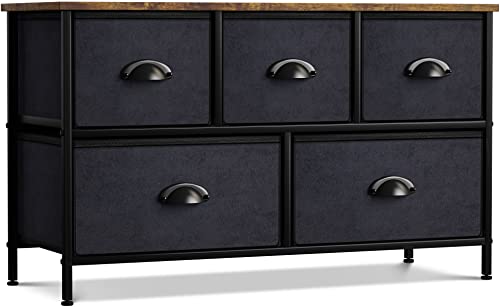 Sorbus Dresser With 5 Drawers - Storage Chest Organizer Unit With Steel Frame, Wood Top, Easy Pull Fabric Bins - Long Wide Tv Stand For Bedroom Furniture, Hallway, Closet & Office Organization #TOP6