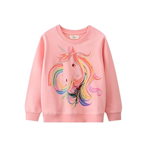 inhzoy Kinder Mädchen Jungen Sweatshirt Cartoon Pferd Print Hoodie Pullover Rundhals Langarmshirt Casual Herbst Winter Warme Oberteil Top Rosa P 92-98/2-3 Jahre Cover