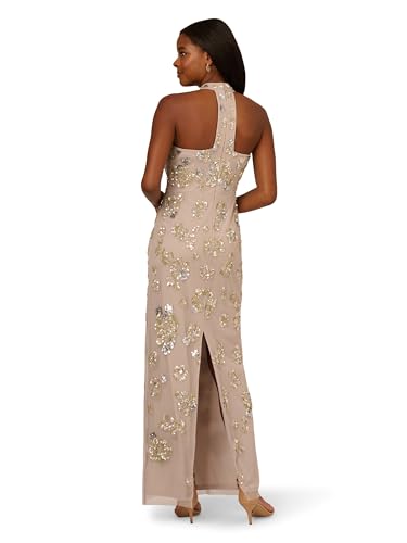Adrianna Papell Womens Bead Halter Column Dress2