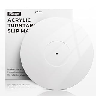 Facmogu Acrylic Turntable Slipmat, 12 Inch Vinyl Record Player Mats, Antistatic & Anti Vibration Record Platter Slip-Mat, Phonograph LP Record Mat, Reduce Noise & Tighter Bass Quality Slipmat - White
