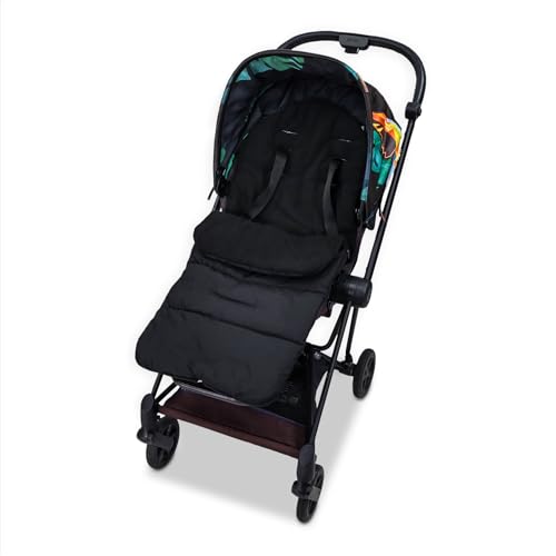 Fußsack Kinderwagen und Buggy für Winter 86x42 cm - Fusssack Winterfußsack warme Einlage Einschlagdecke Baby Zubehör warm Minky Zertifikat Oeko-Tex Schwarz