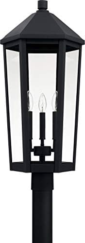 Capital Lighting 926934BK Ellsworth Clear Glass Outdoor Post Lantern, 3-Light 180 Total Watts, 28" H x 13" W, Black