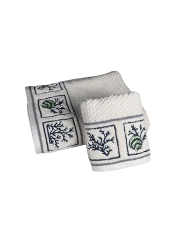 Image of SENSES by Riba Cotton Towel Set 550 GSM - Design 5, 2 Pcs| 1 Bath + 1 Hand Towels Combo | Super Soft, Absorbent, Lightweight, Antimicrobial, Low Linting