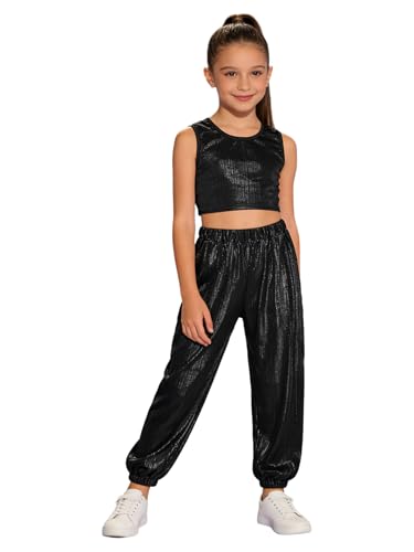 Combinaison gym et hip hop fille ensemble pantalon chemisette noir