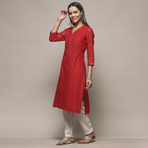 Image of BIBA Women Polyester Regular Fit Asymmetric Kurta