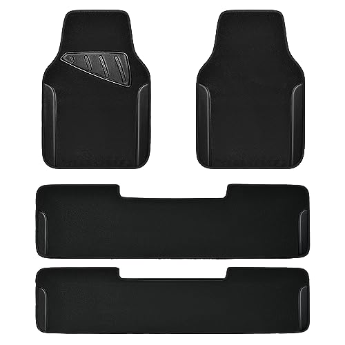image for CAR PASS Waterproof Universal Faux Leather 3Row Car Floor Mats, Black 