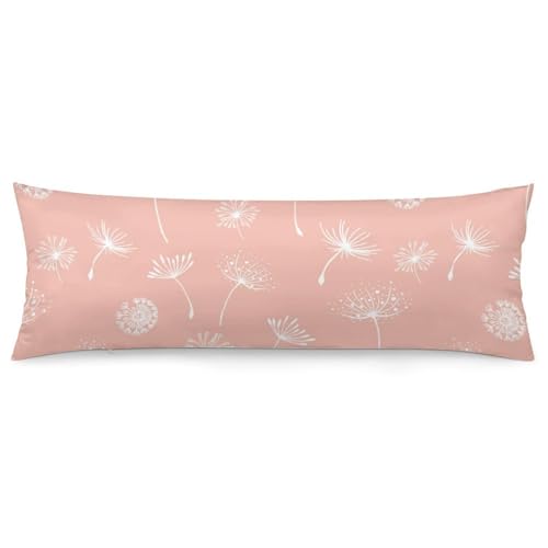 velumair Pink Flying Dandelion Body Pillow Cover 20x54 Inches Long Bed Decor Pillow Case Protector with Zipper Closure Body Pillowcase for Home Bedding
