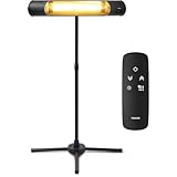 [山善] グラファイト ヒーター スタンド式 屋外用 超速暖 日本製ヒーター管採用 防水IP55 切タイマー 高さ調節 温度調節2段階 テラス 玄関 ガレージ 倉庫 リモコン付き ブラック DCTS-D09(B)