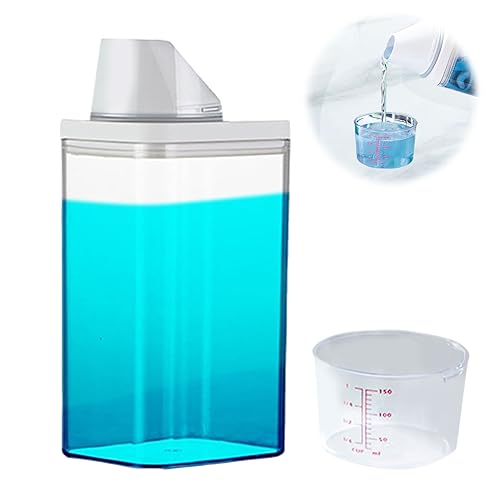 Les-Theresa Laundry Detergent Dispenser, Fabric Softener Dispenser Container With Measuring Cup Washing Powder Storage Container Soap Detergents Storage Box For Laundry Room (1100ML)