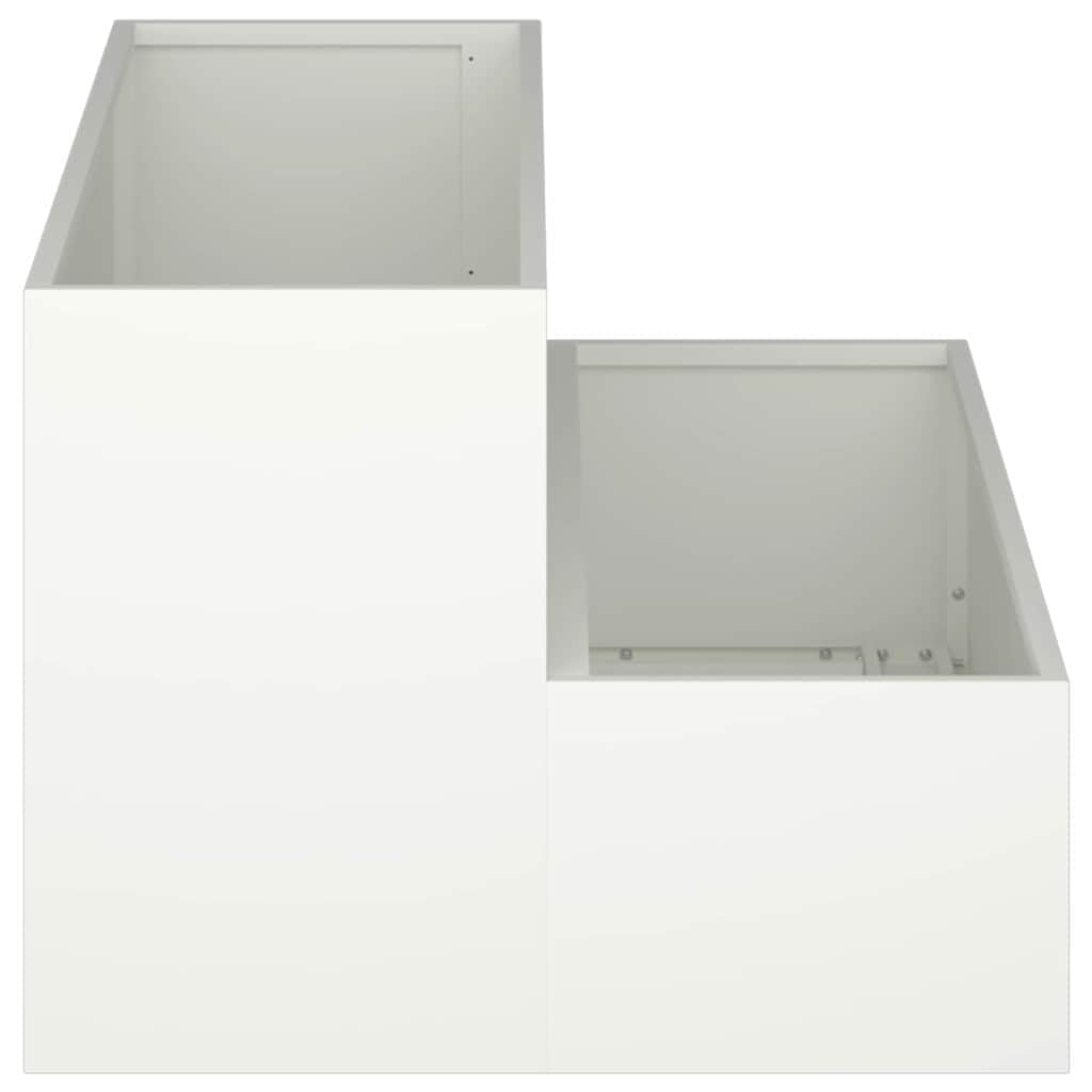 Doniczka ogrodowa Biała 100 x 60 x 45 cm Stal zimnogięta Odporna na warunki atmosferyczne do patio tarasu nowoczesna metalowa donica