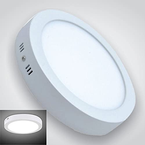 Manningham Lighting Surface Mounted LED Panel Light Circular Round Ceiling Downlight Daylight White Bathroom Kitchen Bedroom Hallway Corridor Balcony Living Room (24W)