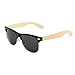 Produktbild duhongmei123 Mode Brillen Niet Dekoration Halbrandlose Polarisierte Bambus Sonnenbrille für Männer Frauen Spiegel Objektiv UV-Schutz Zubehör (Color : Black)