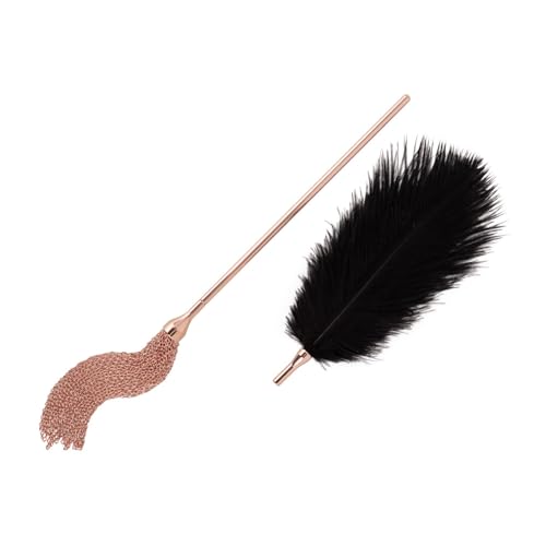 Clítoris y látigo de plumas oro rosa para estimulación sensorial 7