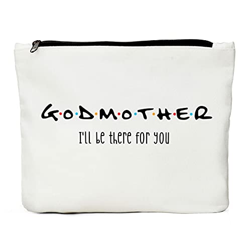 JIUWEIHU Godmother Gift - Appreciation Mother's Day, Christmas, Birthday Gift Idea for Godmother - 'I'll Be There For You' Makeup Bag