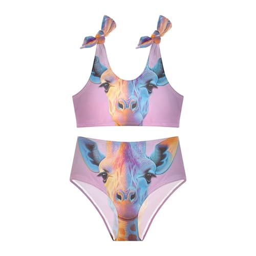Pastel Color Giraffe Pink Girls Bikini Sets 2 Piece Swimsuits Bathing Suit Swimwear3