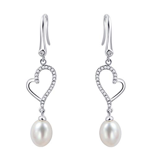 Preisvergleich Produktbild Caimeytie Damen Ohrringe Silber 925 Perlen Herzform und Zirkon