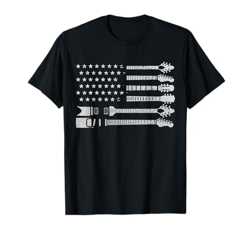 Patriotic Guitar Player Gifts & Apparel Co. American Flag Guitarist Vintage Black Unisex-Adults Classic Fit T-Shirt