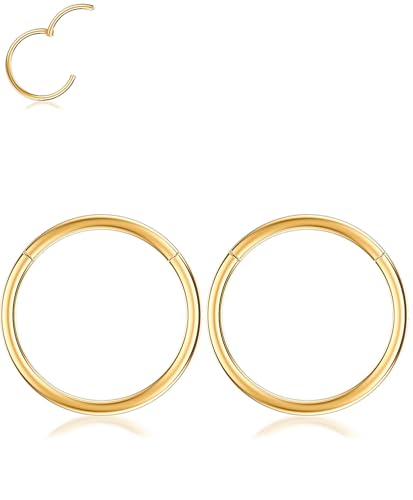 AMASIS Nose Rings Hoops - Men Women 316L Surgical Steel Hinged Nose Rings Hoop for Nostril Septum Cartilage Helix Daith Tragus Rook Conch Lip Ear Lobe Piercings