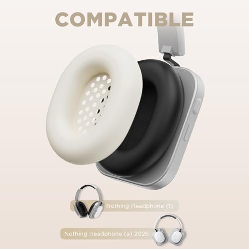 Funda protectora para almohadillas de auriculares Nothing Headphone (1) y Nothing Headphone (a) 2026, cubierta lavable y suave para orejeras (blanco roto) miniatura 2