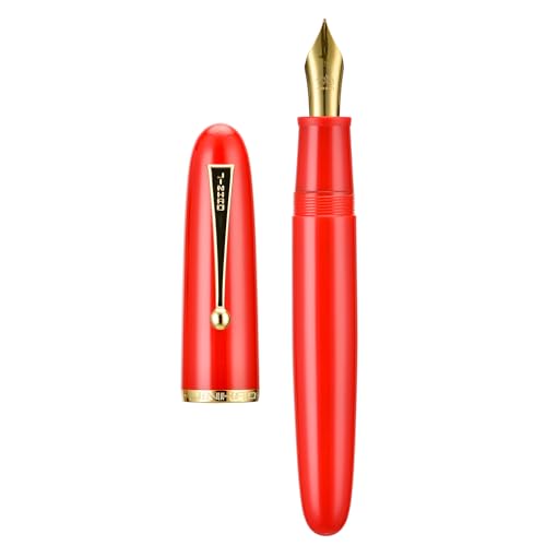 JIENIGUI 9019 DaDaoシリーズ 万年筆 8号中字ペン先 大型インクコンバーター付き ピアノブラックアクリルデザイン 滑らかな書き心地のペン (ゴールドトリム)