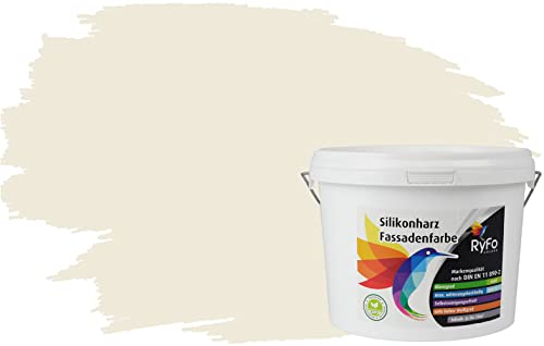 RyFo Colors Silikonharz Fassadenfarbe Lotuseffekt Trend Weißtöne Cremé 3l - bunte Fassadenfarbe, weitere Weiß Farbtöne und Größen erhältlich, Deckkraft Klasse 1