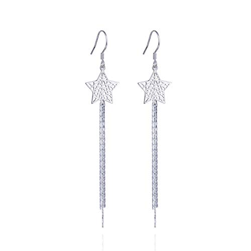 Boucles d'oreilles pendantes étoile argent à franges longues mobiles
