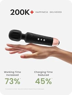 JOYANY Massaggiatore personale, 3 ore di durata e potente motore, impermeabile, funzione di memoria, 20 velocità, 8 modelli, massaggiatore portatile, adatto ai viaggi, in morbido silicone (nero)