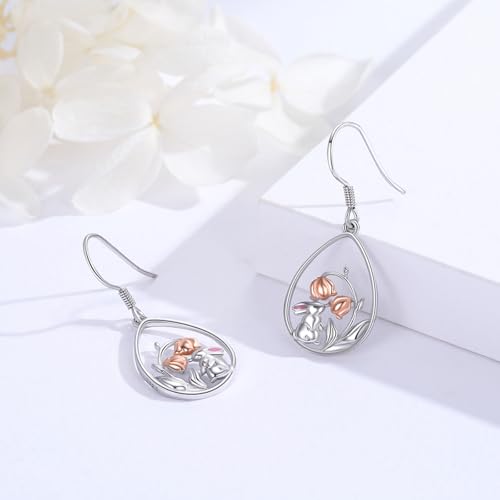 Boucles d'oreilles lapin en argent sterling 925 hypoallergénique - 4