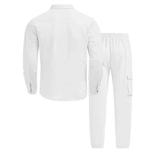 Conjunto de lino de alta calidad con camisa de manga larga y pantalón de trabajo cómodo y fresco 5