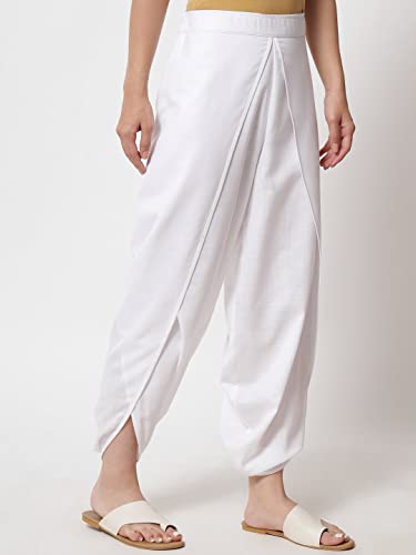 Image of 9rasa Women's Cotton Solid Harem Dhoti Pants for Casual FusionWear Workwear