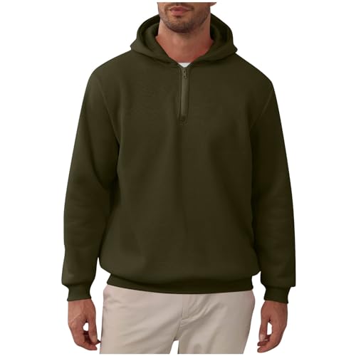 Men's Hoodies Pullover Long Sleeve Warm Winter Quater Zip Hooded Sweatshirts Loose Fit Comfort Fall Fashion Hoodie
