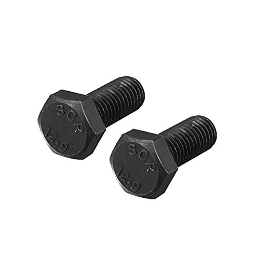 Image of uxcell M12x30mm Hex Head Left Hand Screw Bolts Fastener Carbon Steel Black 2pcs