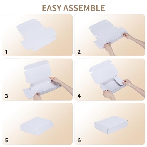 Image of RLAVBL 10x7x3 Shipping Boxes Set of 25, White Corrugated Cardboard Box for Packing, Mailing, Business