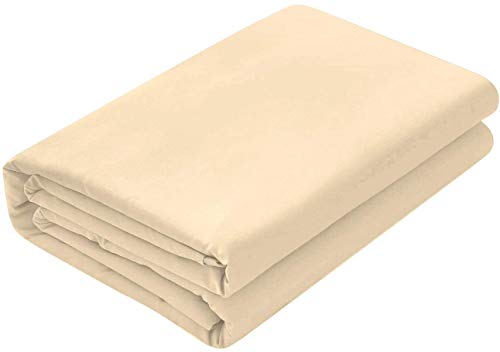 Image of Double Size Bed Sheet - 600 Thread Count Single Flat Sheet Only - Long Staple Egyptian Cotton Top Sheet Wrinkle & Fade Resistant - Ivory