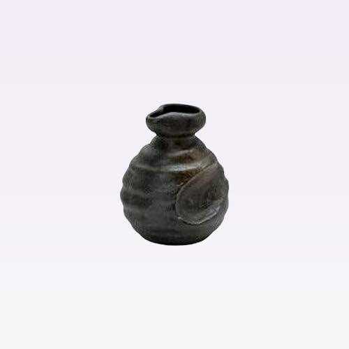 Tokyo Matcha Selection - Small tokkuri Sake Server Bottle - 2 Color - Mino Ware [Standard Ship by SAL: NO Tracking Number & Insurance] (BIZEN Black)