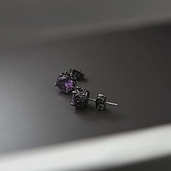 KZZENKI Purple and Black Earrings for Women Men, Retro Cubic KZZENKI Purple and Black Earrings for Women Men, Retro Cubic