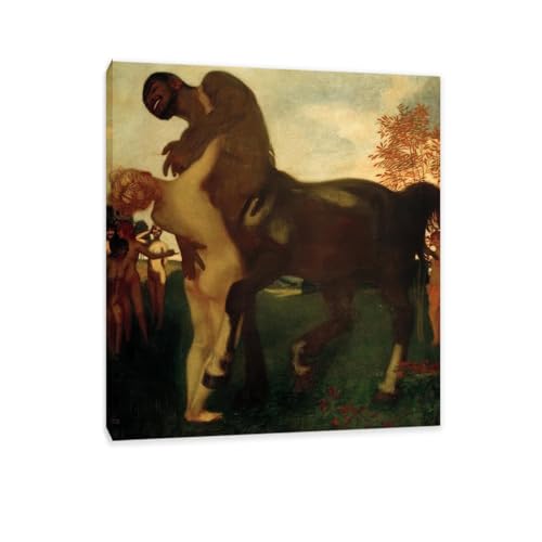 Poster Franz Von Stuck Centaure et Nymphe reproduction tableau sur toile 48x40