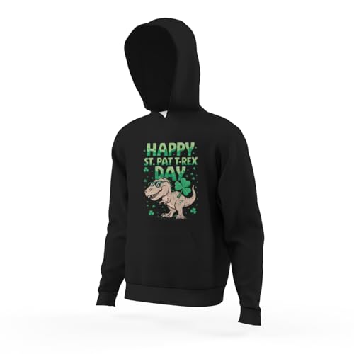 Kids Funny Happy St Pat Trex Day Dinosaur St Patricks Day Boys Girls Lightweight Kangaroo Pocket Fleece Hoodies4