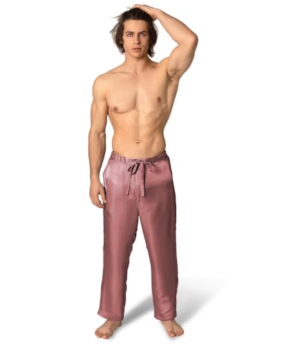 Image of Luxury Artisan Mens Silk Pajama Pants, Natural Silk PJ Bottoms